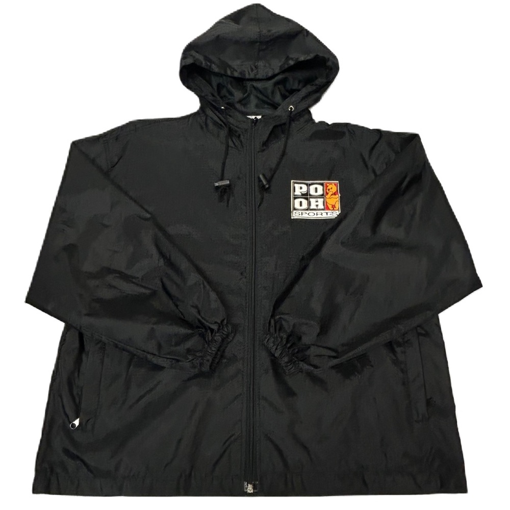 Vintage Disney Winnie the Pooh Adult Windbreaker Rain Jacket Sz M Hood Zip Y2k - Picture 1 of 15